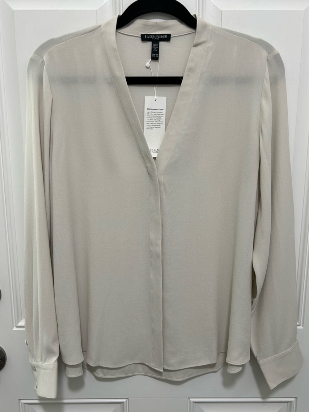 Eileen Fisher  Georgette Crepe V-neck Shirt